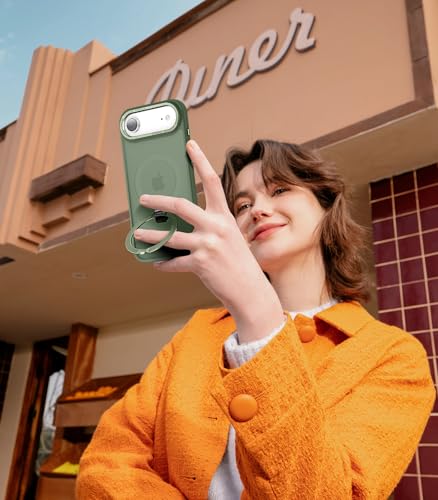 Magnetic for iPhone Air Case with Ring Stand, Midnight Green | Invisible Magnetic Kickstand, 10FT Drop Protection Shockproof, Velvety Touch, Slim Translucent Matte Back - color: Midnight Green, size: Iphone Air 6.5 inches