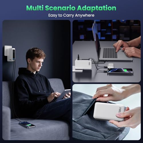 120W USB C Charger Block with 2 Built-in Retractable Cables,4-in-1 GaN IV Foldable Plug Wall Charger Fast Charging Station,PD 65W Laptop Adapter for MacBook/iPad,iPhone 17/16/15/14,Galaxy,Android etc - color: A-White, size: 120W