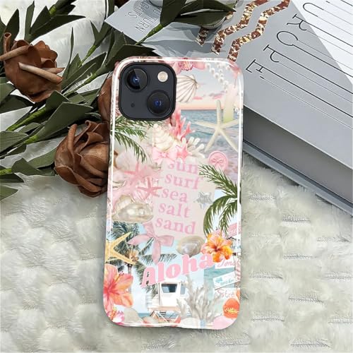 Case for iPhone 15 Plus, Cute Phone Case, Aloha Summer Collage | Hybrid 2-Layer Phone Cover,Military-Grade Protection Durable Shockproof Anti-Scratch Cases - color: Pink Aloha Summer Collage, size: Iphone 15 Plus