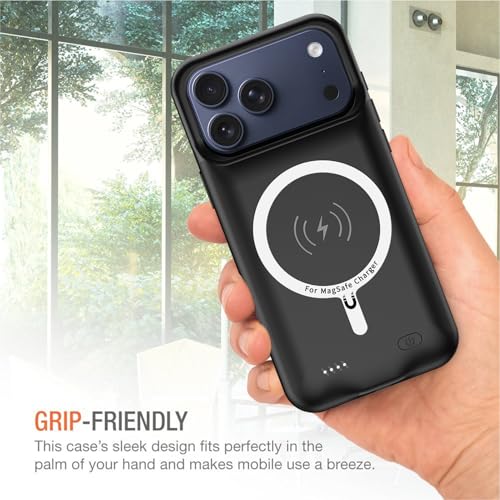 Wireless Charging Case for iPhone 17 Pro,10000mAh High Capacity Portable Rechargeable Extended Battery Case Qi Wireless Charging with iPhone 17 Pro (6.3 inch) Extended Battery Charger Case (Black) - size: iPhone 17 Pro (6.3 inch)