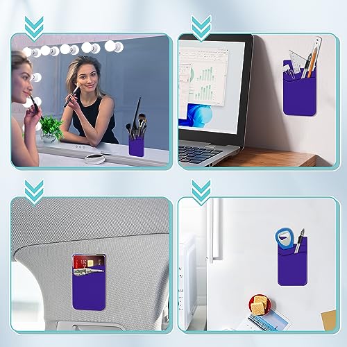 SHANSHUI Phone Card Holder, 3 Pack Cell Phone Sleeves Silicone Wallet for Credit ID Business Card Pocket Fitting for iPhone, Android and Most Smartphones - Black Purple Blue - color: Purple+Blue+Black