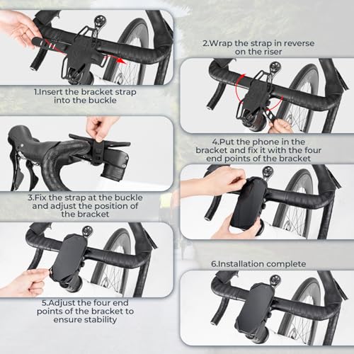 ROCKBROS Bike Phone Mount Stem Anti-Vibration Silicone Holder 4-7 Inch