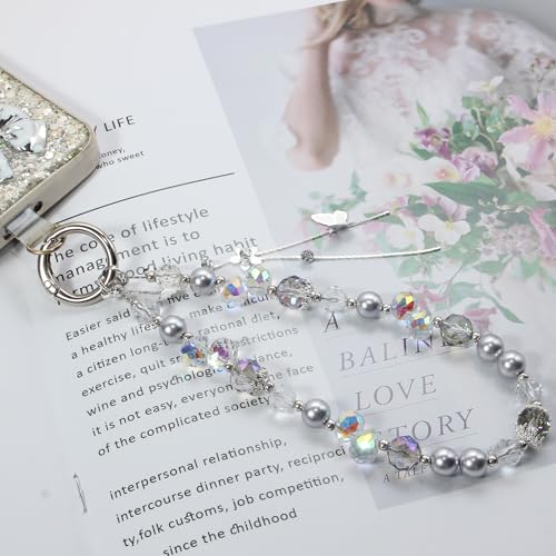 Beaded Phone Wrist Strap, Crystal Key chain Wristlet, Cute Purse Bag Charms - style: Style2