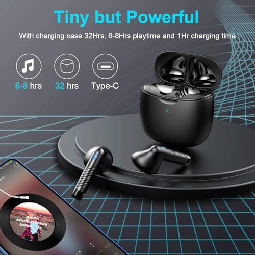 Wireless Earbuds, Bluetooth 5.4 Earbuds Stereo Bass, Bluetooth Headphones - color: Deep Black