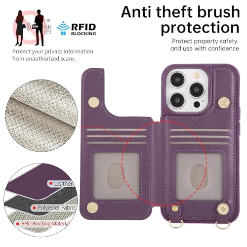 Crossbody Wallet Case for iPhone 12 Pro Max(6.7") with Detachable Strap - PU Leather Flip Folio with Card Slots & RFID Blocking, Sparkling Diamond Accents-Lavender - color: Lavender, size: iPhone 12 Pro Max(6.7")