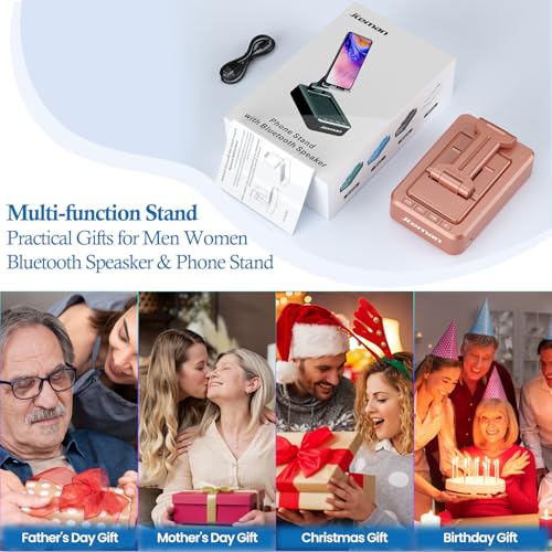 JTEMAN Bluetooth Speaker with Cell Phone Stand,Gifts for Men Tech Gadgets - color: Rose Gold