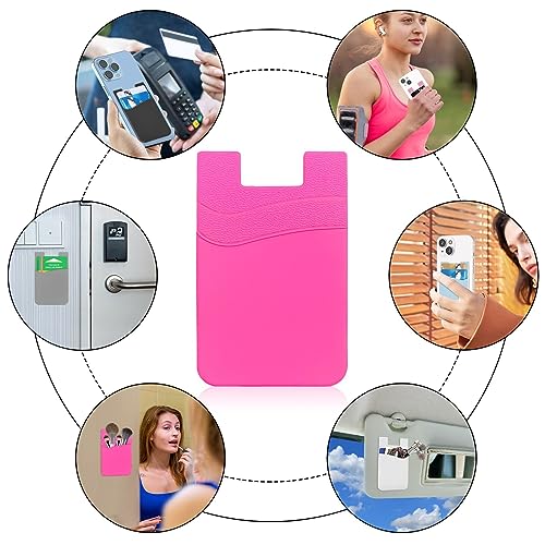Senose 5 Pack Phone Wallet, Card Holder Back of Phone Stick On Pocket Credit ID Card Sleeve, Strong Adhesive Sticker Cellphone Wallet Compatible for iPhone, Android & Most Smartphones - color: Black*5