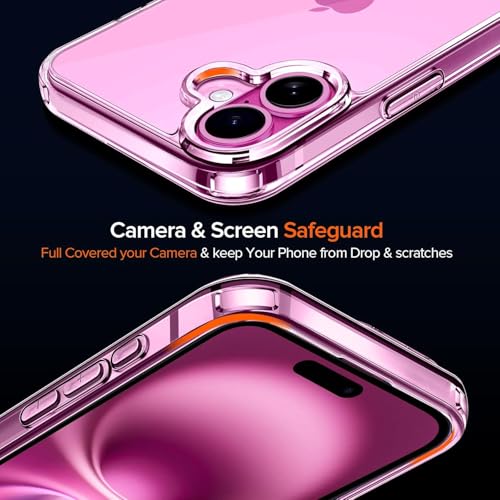 Phone Case Compatible with iPhone 16, Clear Case Non-Yellowing Protective Bumper Hard Back Cover for 6.1 Inch