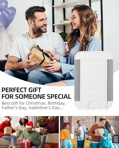 HiWe for MagSafe Wallet, 7 Cards Holder for Phone Case, RFID Blocking - color: White Wallet - Grey Band