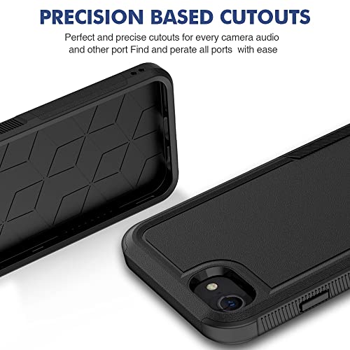 Heavy‑Duty Rugged Anti‑Drop Shockproof Protective Phone Case for iPhone SE 3rd/2rd, iPhone 8/7 Case, Durable Protective Shell, Black - color: Black, size: iPhone 7/8/SE2/SE3