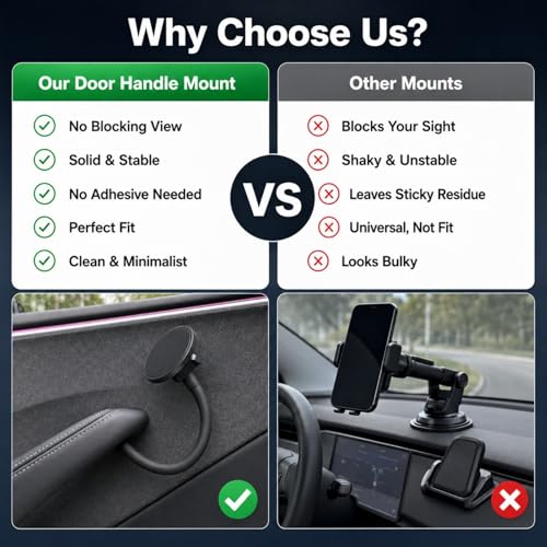 Magnetic Phone Mount Compatible with MagSafe, Designed for Model 3 Y Black