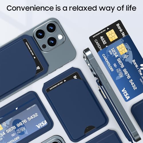 for Mag-Safe Wallet, Leather Phone Magnetic Wallet Stand Adjustable for iPhone 17/16/15/14/13/12 Series, ID Window, RFID Blocking (Blue) - color: blue
