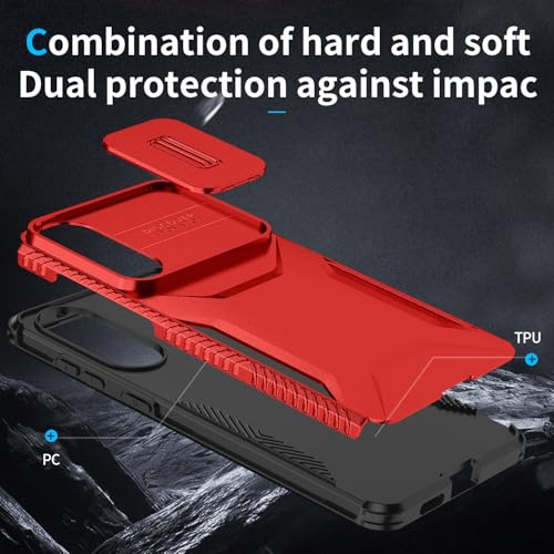 Asuwish Phone Case for Samsung Galaxy S25 Edge 5G with Screen Protector and Slide Camera Cover Rugged Hybrid Shockproof Protective Cell Accessories S25Edge 25S S 25 25Edge 6.66 2025 Women Men Red - color: Red