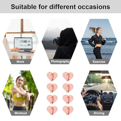 Gosknor 8pcs Heart Cell Phone Ring Holder, Cute Phone Charm Hooks Adhesive Smartphone Finger Ring Grip Sticky Metal Loop Stand for Cellphone Case Pad Tablet DIY Accessories (Rose Gold) - color: rose gold