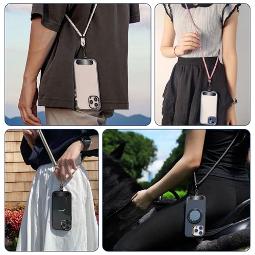 Stainless Steel Phone Tether Tab, Universal Lanyard Patch Compatible with Most Phones & Full Coverage Cases - size: 1Black+1RoseGold