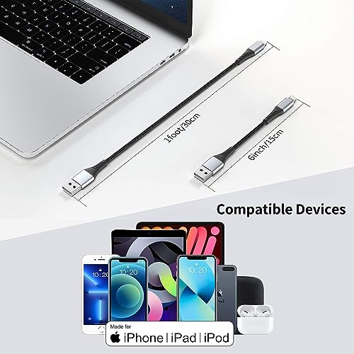 6 Inch iPhone Charging Cable, 0.5FT Short Lightning Cable for iPhone 14 13 - size: 0.5 Feet