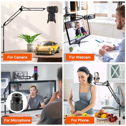 Overhead Camera Mount, Desk Camera Mount with Articulating Arm