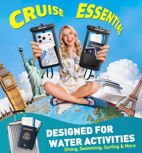 Hiearcool Waterproof Phone Pouch, Waterproof Phone Case, Black&Green 2-Pack | Durable multilayer IPX8 protection; touchscreen access and fit up to 8.9 inches; cruise essentials 2026 for beach and pool - color: 1 Black & 1 Green