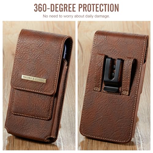 Holster for iPhone 17 Pro Max, Galaxy S26 Ultra S25 Ultra S24 Ultra S23 Ultra Note S22 Ultra, Premium Leather Pouch with Belt Clip Phone Holster Belt Case (Brown, X-Large) - color: Brown, size: X-Large