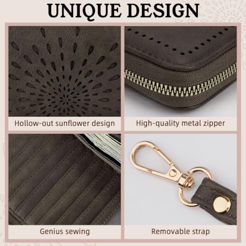 APHISON Wallet Women Large Capacity Clutch Purse For Ladies Card Holder RFID Wristlet Phone Zipper Coin Travel Pocket - color: 10-grey-silver