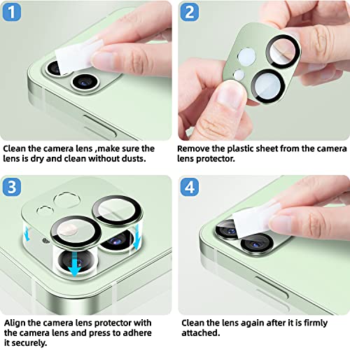 Korecase [ 2 Pack Camera Lens Protector for iPhone 12, Aluminum Metal Lens Film, 9H Hardness Tempered Glass Camera Screen Cover,Bubble Free,Strong Stickiness Case Friendly - Black - color: Black