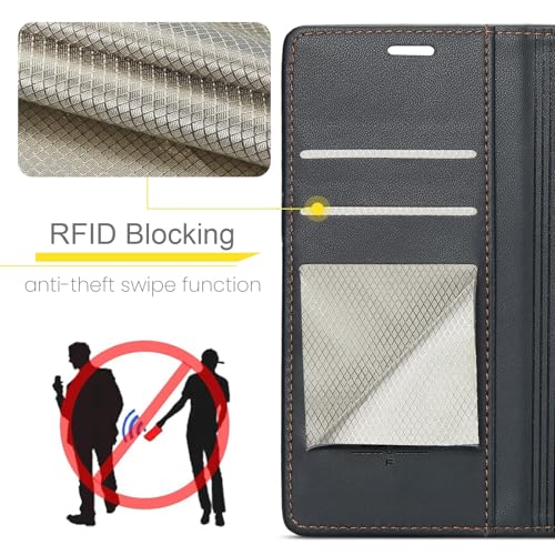 FLIPALM Wallet Case for Google Pixel 8a, Black | Card Holder, RFID Blocking, PU Leather Folio Flip, Kickstand, Protective Shockproof Cover - color: Black