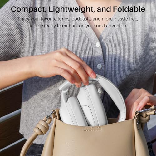 TOZO Hybrid Active Noise Cancelling Headphones, Hi Res Audio - color: White