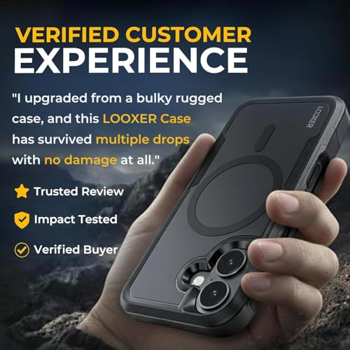LOOXER® Heavy Duty Rugged Magnetic Case for iPhone 17 Air (6.5”) | Military Grade Shockproof Protection,MagSafe Compatible+ Tempered Glass Included (Black, 17 Air) - color: Black, size: 17 Air