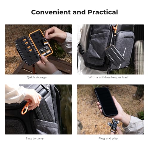 K&F CONCEPT 36 Slots Memory Card Case with 4-in-1 Card Reader - size: For 24 Micro SD(TF)+12 SD+Card Reader