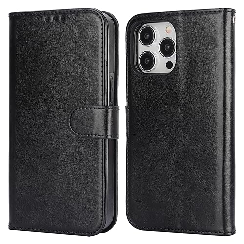 Bocasal Detachable Wallet Case Card Holder for iPhone 15 Pro Max Black | RFID Blocking Kickstand Card Slots Holder PU Leather Magnetic Shockproof Wrist Strap Removable Flip Protective Cover 6.7 inch - color: Black