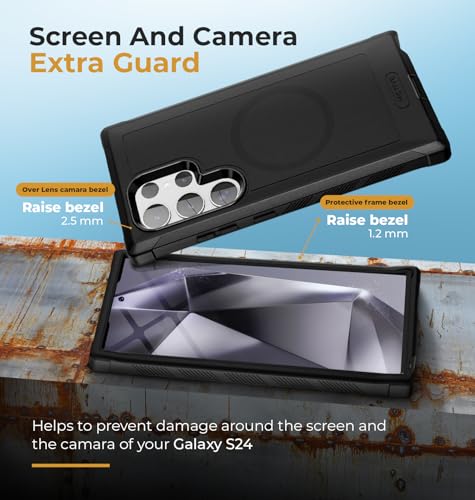 MOTIVE Heavy Duty Case for Samsung Galaxy s24 Ultra, Belt Clip | 6.8" | Bunker Series, Military Grade Multi-Layer Protection, PC/TPU Build, Sealed Port Cover, Compatible with MagSafe Qi2 Charging - size: s24 Ultra