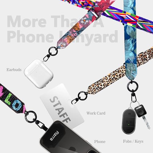 Azrra Phone Lanyard Crossbody, Phone Strap Crossbody with 2 Tether Tabs - color: Blue - Floral