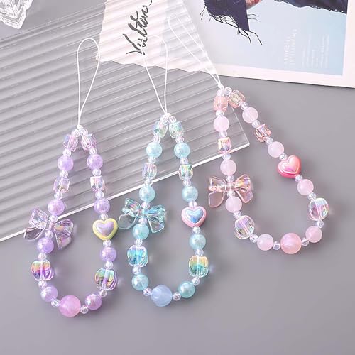 Beaded Phone Charm Lanyard Strap Girly Style Fixed Beads Pearl Lanyards - color: PH-dchd-3