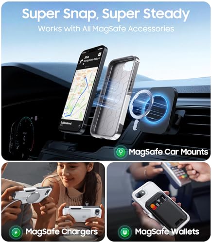 Magnetic for iPhone 17e Case Rugged Dual-Layer Shockproof White | Military-Grade Heavy Duty Protection, Fit for Magsafe, Matte Finish Scratch Resistant Anti-Fingerprint Anti-Slip Phone Cover - color: White