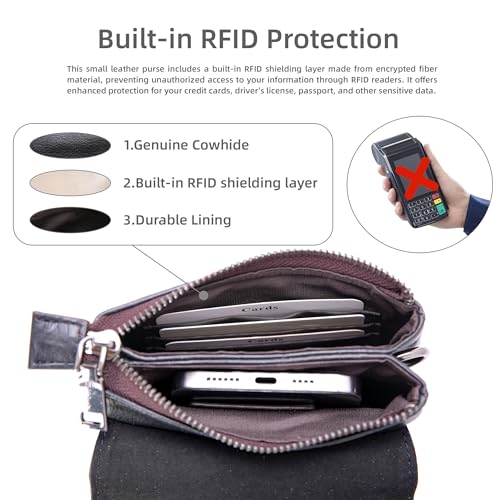 Iswee Rfid Blocking Small Crossbody Bag for Women Travel Classic Style | Genuine Leather,Adjustable Shoulder Strap,Fits 6.9" Phone,Anti-Theft Purse,Perfect for Daily Use and Weekend Travel - color: Black