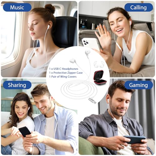 APETOO USB C Headphones Magnetic Wired Earbuds iPhone 18 Pro 17 16 15 White - color: White