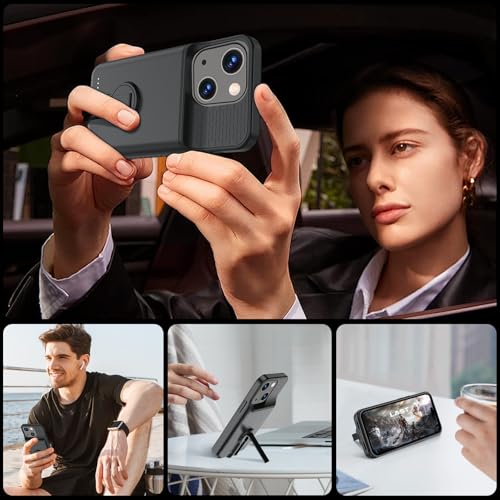 GIN FOXI Battery Case for iPhone 15/15 Pro, Rechargeable Charging Case with Stand 7000mAh Ultra-Slim Anti-Fall Protection Extended Battery Pack Juice Box for iPhone 15/15 Pro 6.1" Black - size: for 15/15 Pro