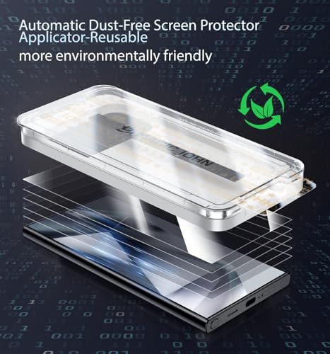 MAGIC JOHN 3rd Gen Upgraded for Samsung Galaxy S24Ultra Screen Protector | 2 Pack 6.8 Inch, HD Clear, Easy Installation, Shatterproof Tempered Film, Auto Dust-Elimination, Bubble Free - size: S24 Ultra 6.8inch