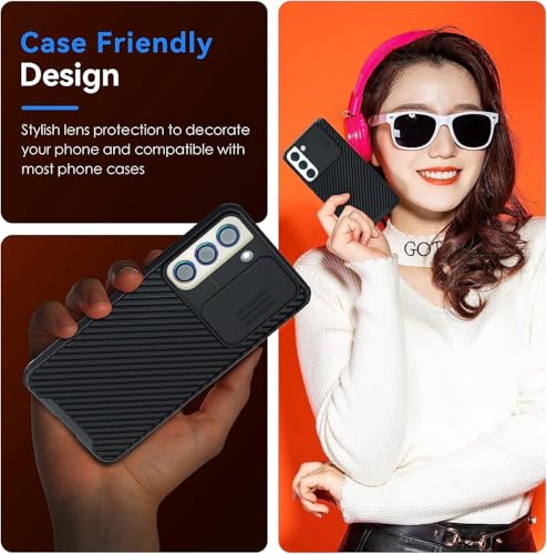 for Galaxy S24 FE Camera Lens Protector, Anti-Scratch HD Clarity 9H Tempered Glass with Aluminum Edging, Individual Lens Screen Protective Ring for Galaxy S24 FE 2024, 2 Set,Color
