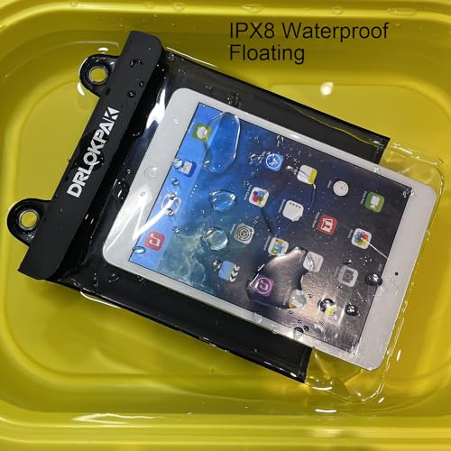 DRLOKPAK Waterproof eReader Case Cover Tablet Holder Floating Dry Bag Pouch for Kindle Paper White Oasis Fire 7 HD 8 Nook HD 9 Kobo Libra 2 iPad mini Tab 7 Nexus 7 - color: Black, size: 8.5inch
