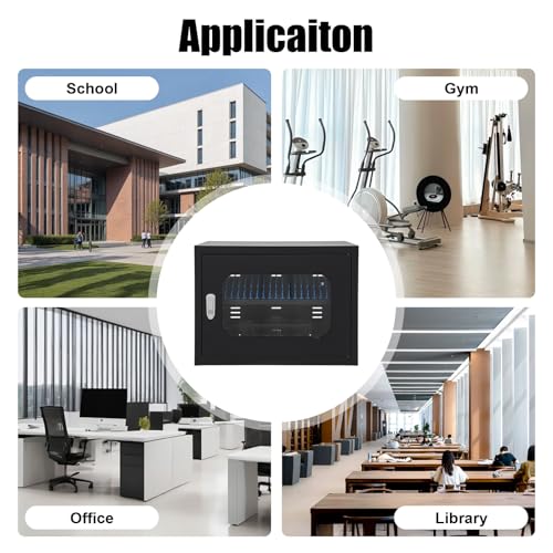 20-Device Charging Station, Charging Cabinet for Cellphones, Rechargeable Cellphone Locker Storage Charging Station, Locking and Charging Phone Storage Box with Cable Management - color: Black-20 Slots