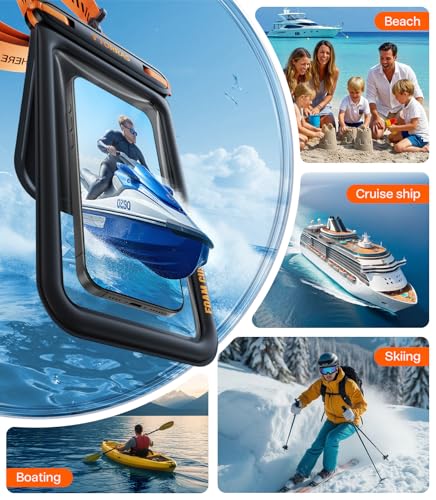 TORRAS IP68 Waterproof Phone Pouch Floating with Double Space 7.0", Black | Waterproof Phone Case with Crossbody Lanyard, Phone Dry Bag for iPhone 17 Pro Max 16 S26, Beach Cruise Ship Travel Essentials - color: Black