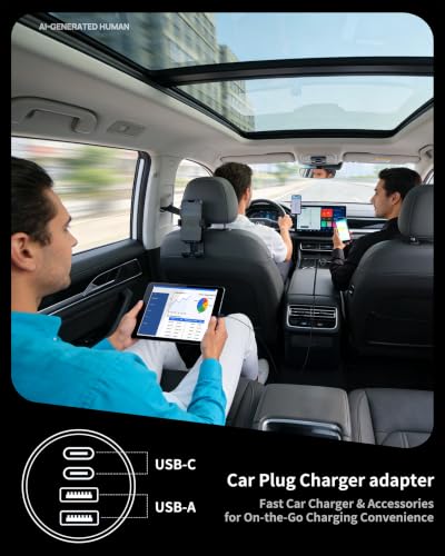iPhone Duo/18 Pro Max/18 Pro Car Charger, 90W 4-Port Fast USB C Car Charger