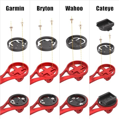 Bike Computer Mount, Out Front Cycling Bike Mount for Integrated Handlebar - color: Red