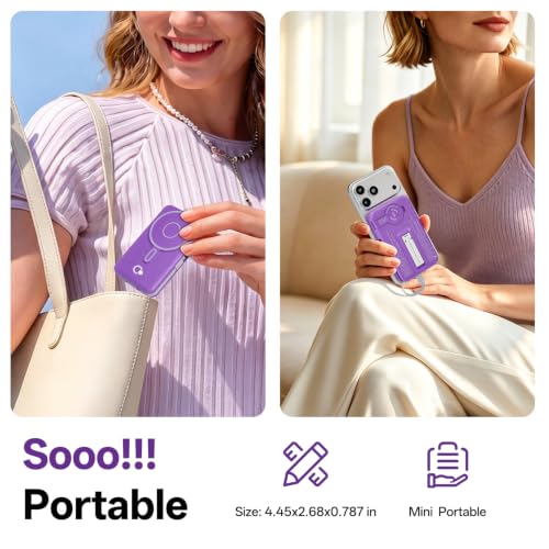 Q Magnetic Wireless Portable Charger 10,000mAh, Travel Essentials Power Bank with Built-in Cables & Foldable Stand, External Battery Pack Compatible with iPhone 17/16/15/14/13/12, Apple Watch - color: Purple
