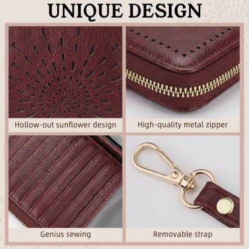 APHISON Wallet Women Large Capacity Clutch Purse For Ladies Card Holder RFID Wristlet Phone Zipper Coin Travel Pocket - color: 09-magenta