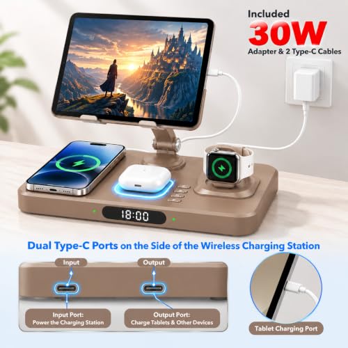Wireless Charging Station for Apple Devices, Only for Apple Watch Charging - color: Coffee