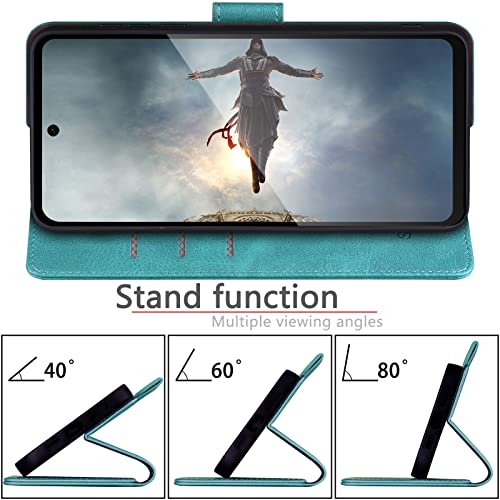 SUANPOT Compatible with Moto G Power 2026/Power 2025/Play 2025 Wallet case with RFID Blocking Credit Card Holder,Flip Book PU Leather Protective Cover Women Men for Power 2026 Phone case Blue Green - color: Blue Green
