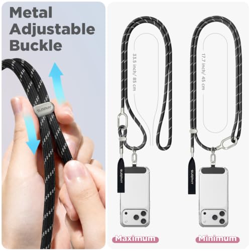 SURPHY Phone Lanyard Crossbody, Phone Strap Crossbody with 2 Tether Tabs - color: Gray & Black