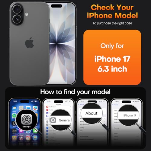 TAURI for iPhone 17 Case, Anti-Yellowing with Screen Protector, Military-Grade Protection Shockproof Slim Phone Case for iPhone 17, Black - color: E-Black